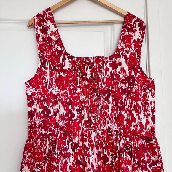NWT Aureta Square Neck Corset A-Le Dress Midi Women’s 2X Red Bloomcore Romantic - Picture 10 of 13